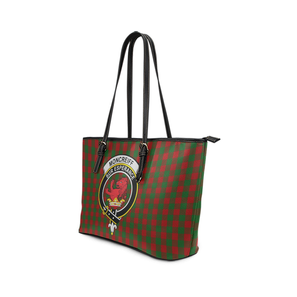 Moncrieff (Moncreiffe) Tartan Leather Tote Bag with Family Crest - Tartan Vibes Clothing