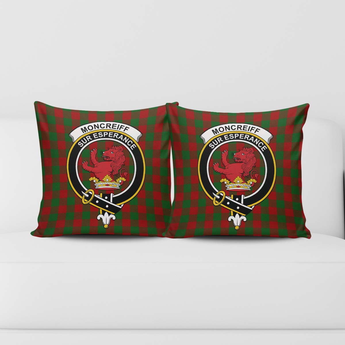 Moncrieff Tartan Pillow Cover with Family Crest - Tartanvibesclothing