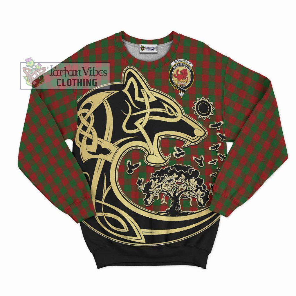 Moncrieff (Moncreiffe) Tartan Sweatshirt with Family Crest Celtic Wolf Style - Tartan Vibes Clothing