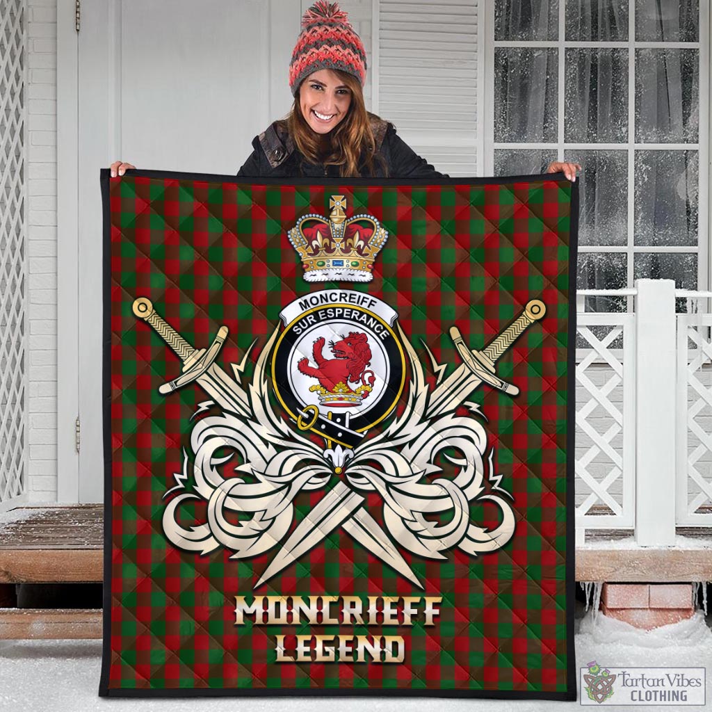 Tartan Vibes Clothing Moncrieff Tartan Quilt with Clan Crest and the Golden Sword of Courageous Legacy