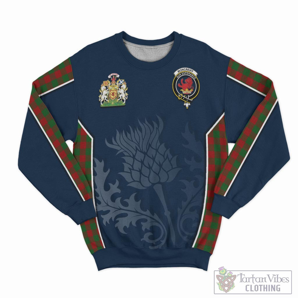 Tartan Vibes Clothing Moncrieff Tartan Sweatshirt with Family Crest and Scottish Thistle Vibes Sport Style