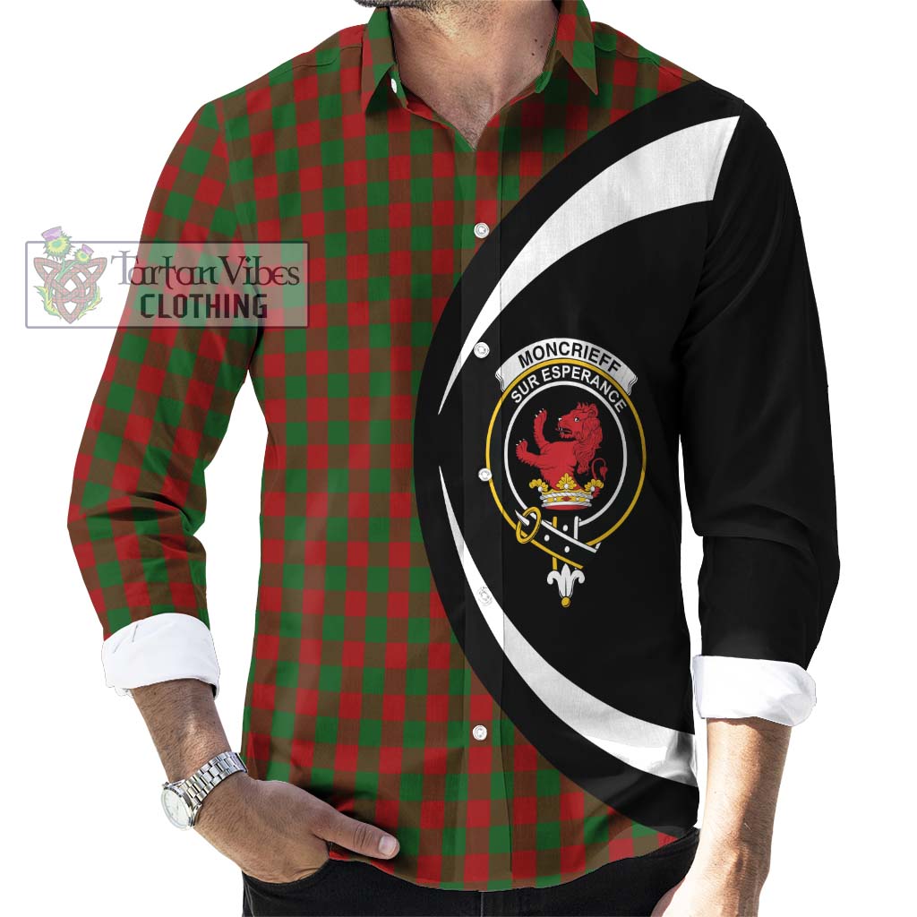 Moncrieff (Moncreiffe) Tartan Long Sleeve Button Up with Family Crest Circle Style - Tartan Vibes Clothing