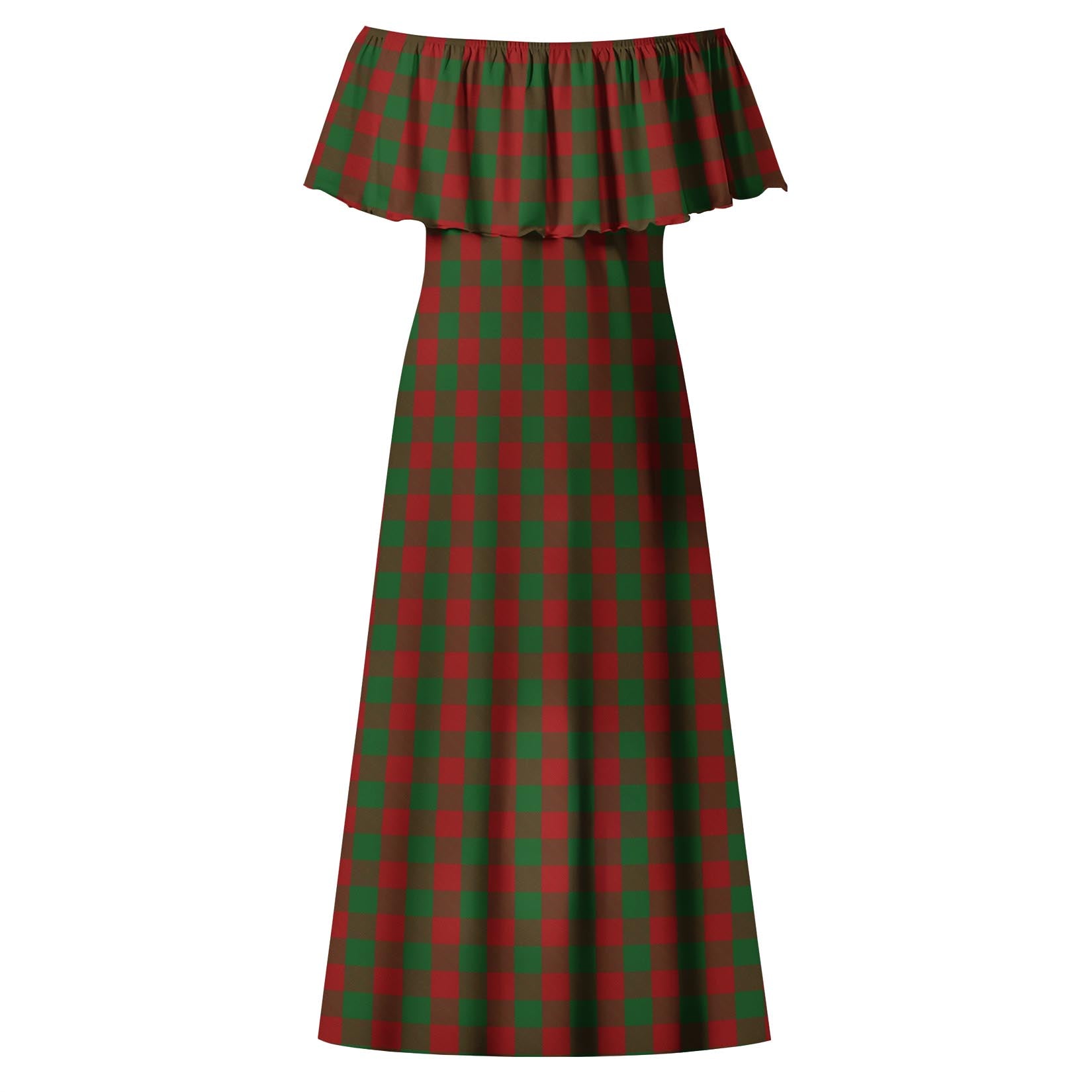 Moncrieff Tartan Off Shoulder Long Dress - Tartanvibesclothing