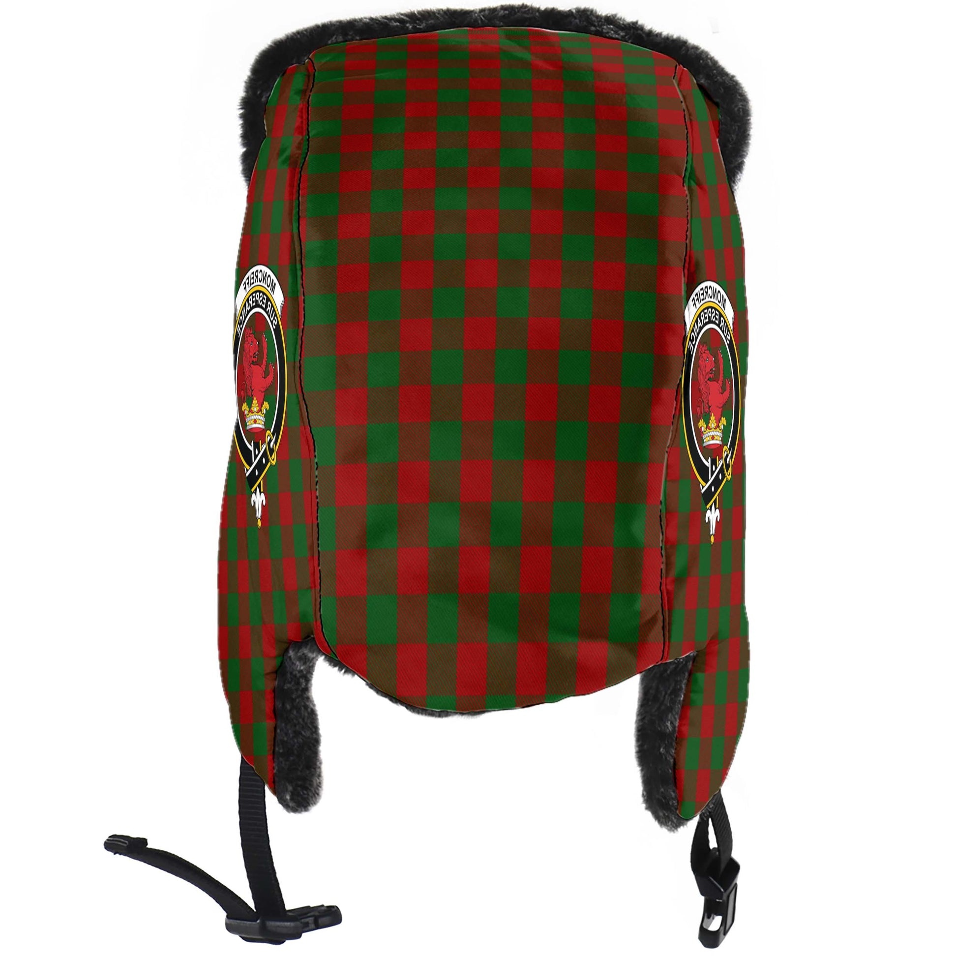 Moncrieff Tartan Winter Trapper Hat with Family Crest - Tartanvibesclothing