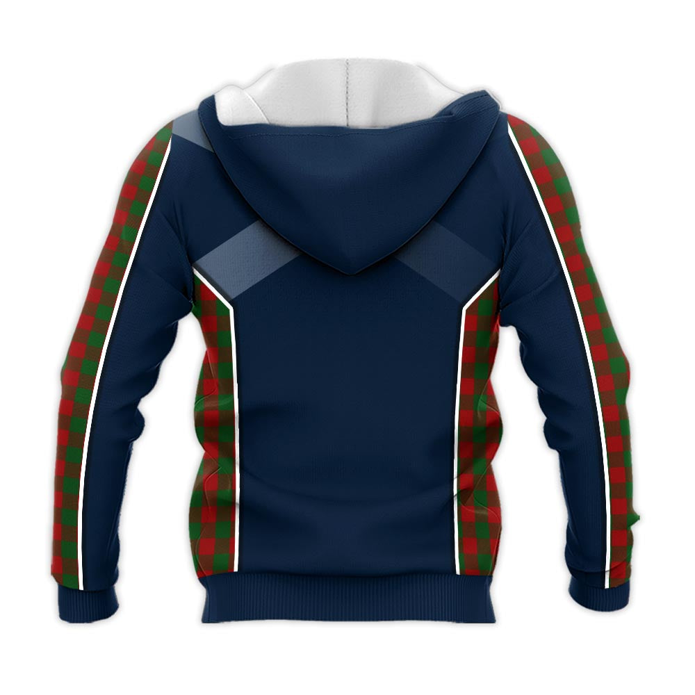 Tartan Vibes Clothing Moncrieff Tartan Knitted Hoodie with Family Crest and Scottish Thistle Vibes Sport Style