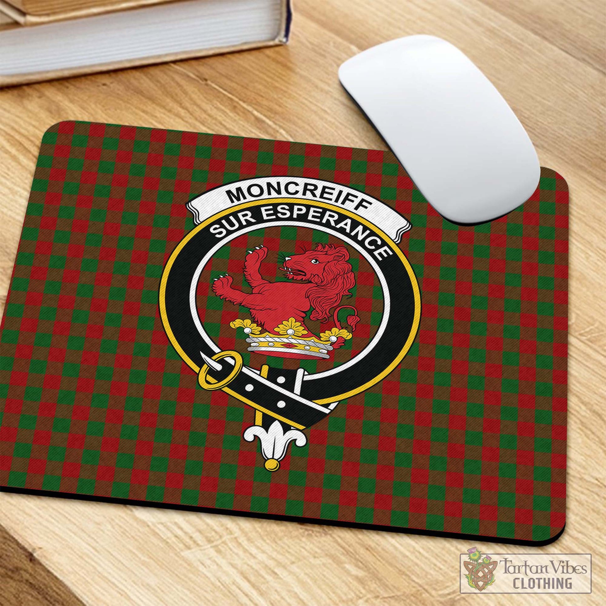 Tartan Vibes Clothing Moncrieff Tartan Mouse Pad with Family Crest