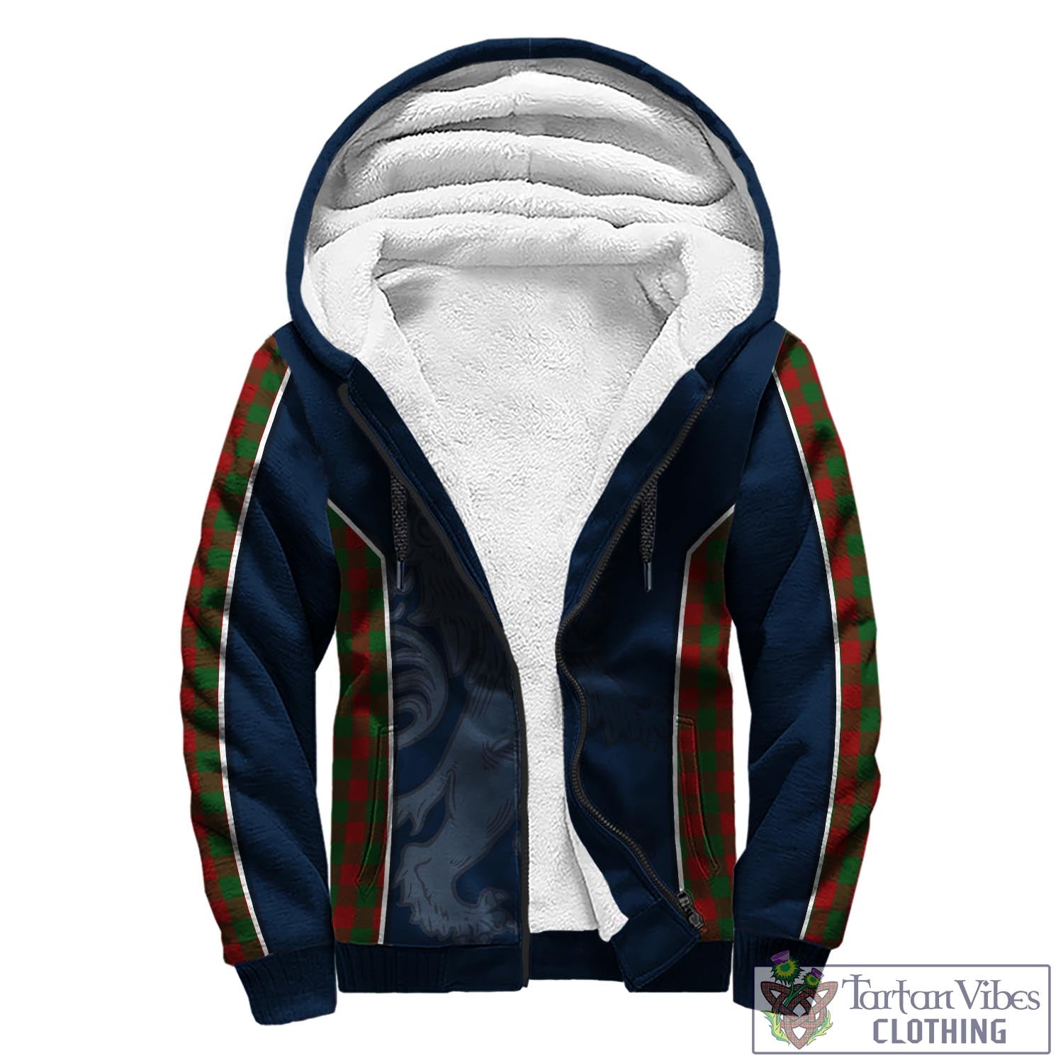 Tartan Vibes Clothing Moncrieff Tartan Sherpa Hoodie with Family Crest and Lion Rampant Vibes Sport Style