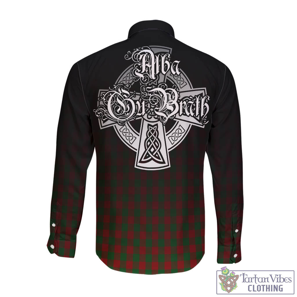 Tartan Vibes Clothing Moncrieff Tartan Long Sleeve Button Up Featuring Alba Gu Brath Family Crest Celtic Inspired