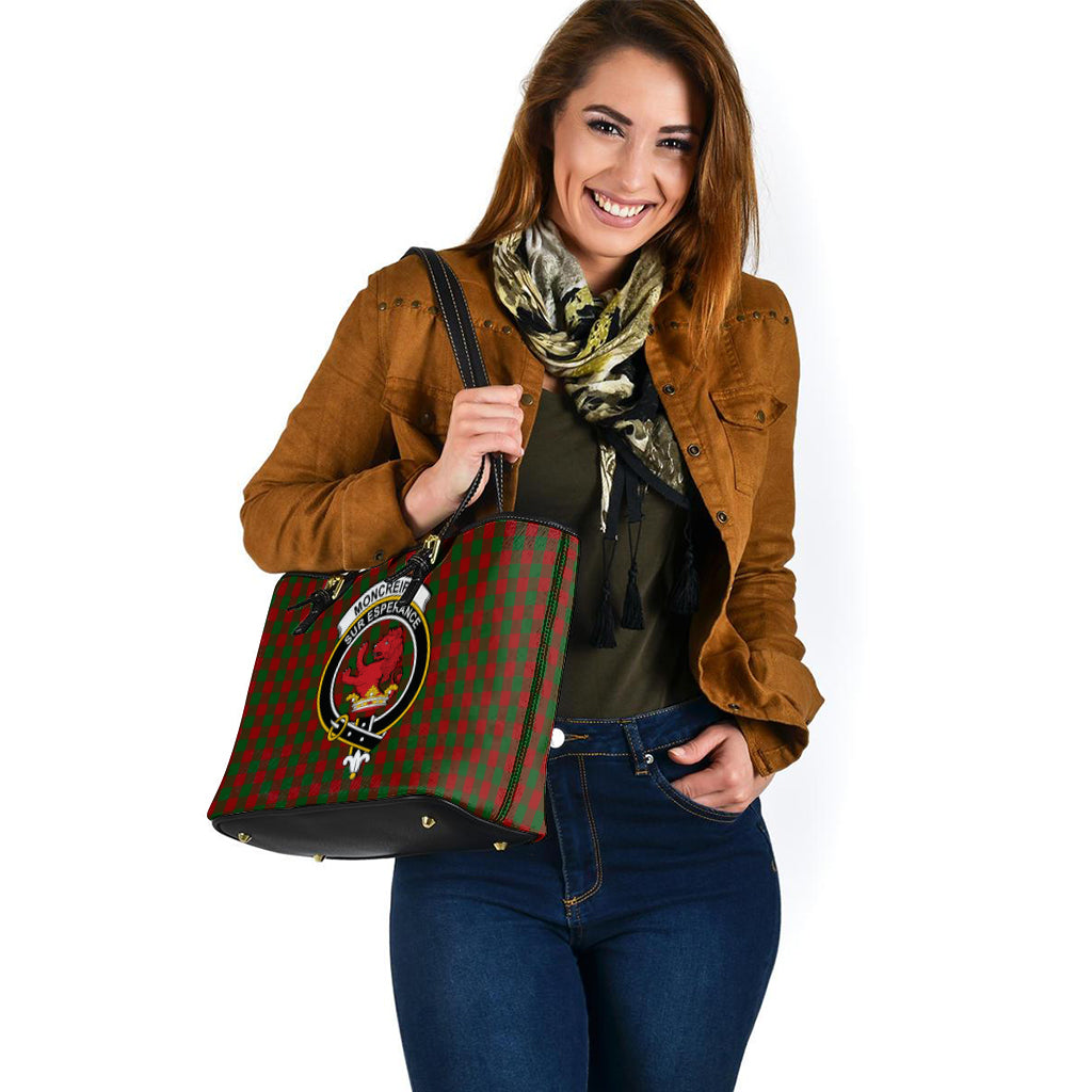 Moncrieff (Moncreiffe) Tartan Leather Tote Bag with Family Crest - Tartan Vibes Clothing