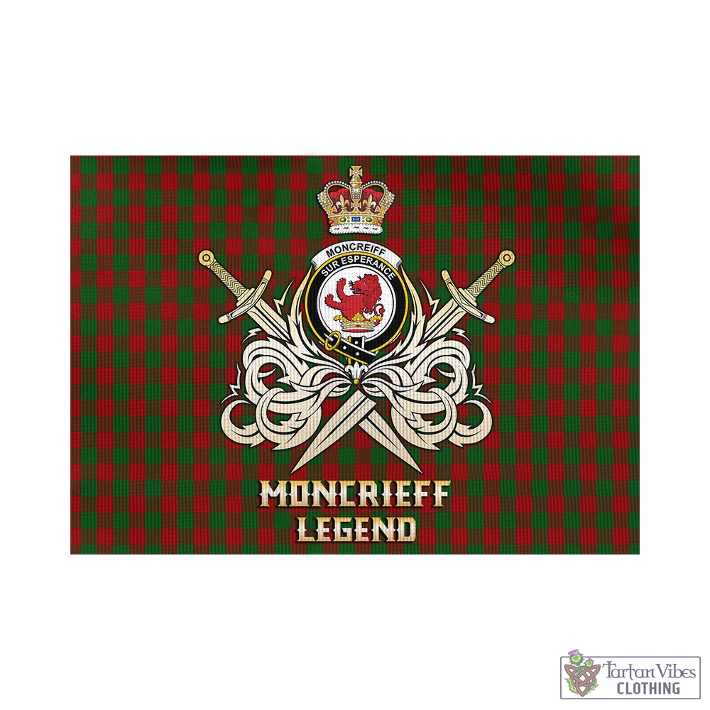 Tartan Vibes Clothing Moncrieff Tartan Flag with Clan Crest and the Golden Sword of Courageous Legacy