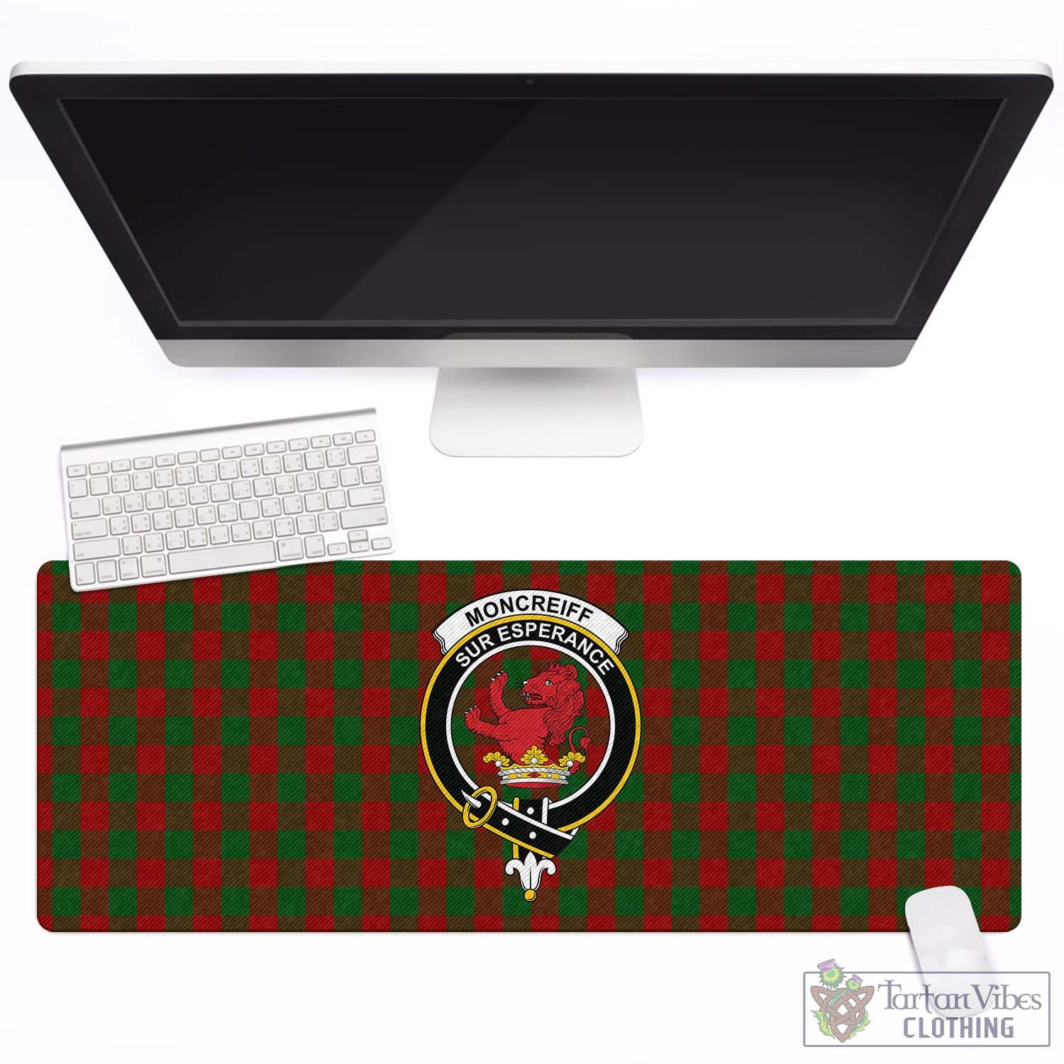 Tartan Vibes Clothing Moncrieff Tartan Mouse Pad with Family Crest