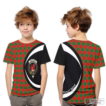 Moncrieff Modern Tartan Kid T-Shirt with Family Crest Circle Style