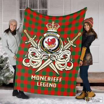 Moncrieff Modern Tartan Blanket with Clan Crest and the Golden Sword of Courageous Legacy