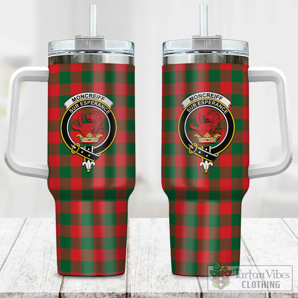 Tartan Vibes Clothing Moncrieff Modern Tartan and Family Crest Tumbler with Handle