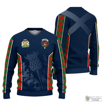 Moncrieff Modern Tartan Knitted Sweatshirt with Family Crest and Scottish Thistle Vibes Sport Style