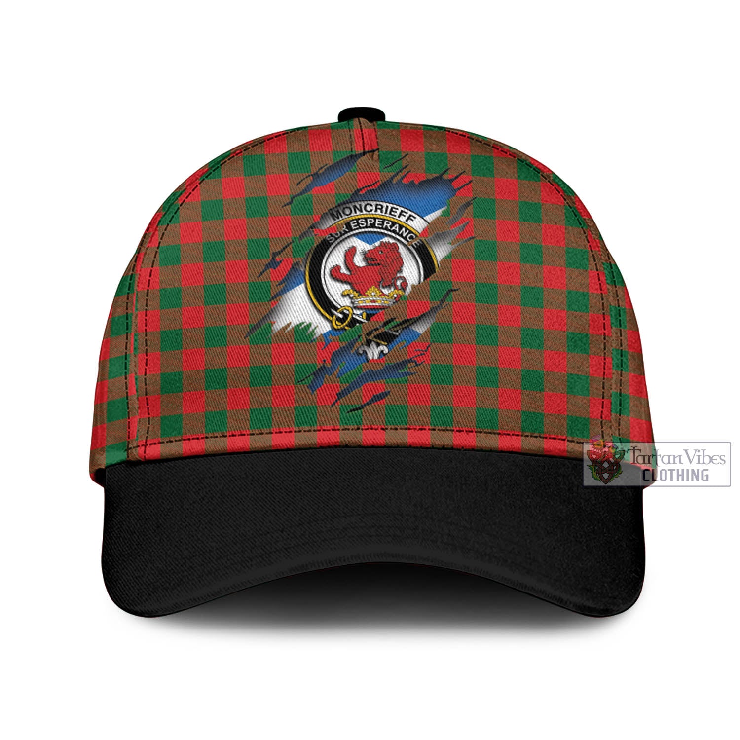 Tartan Vibes Clothing Moncrieff Modern Tartan Classic Cap with Family Crest In Me Style