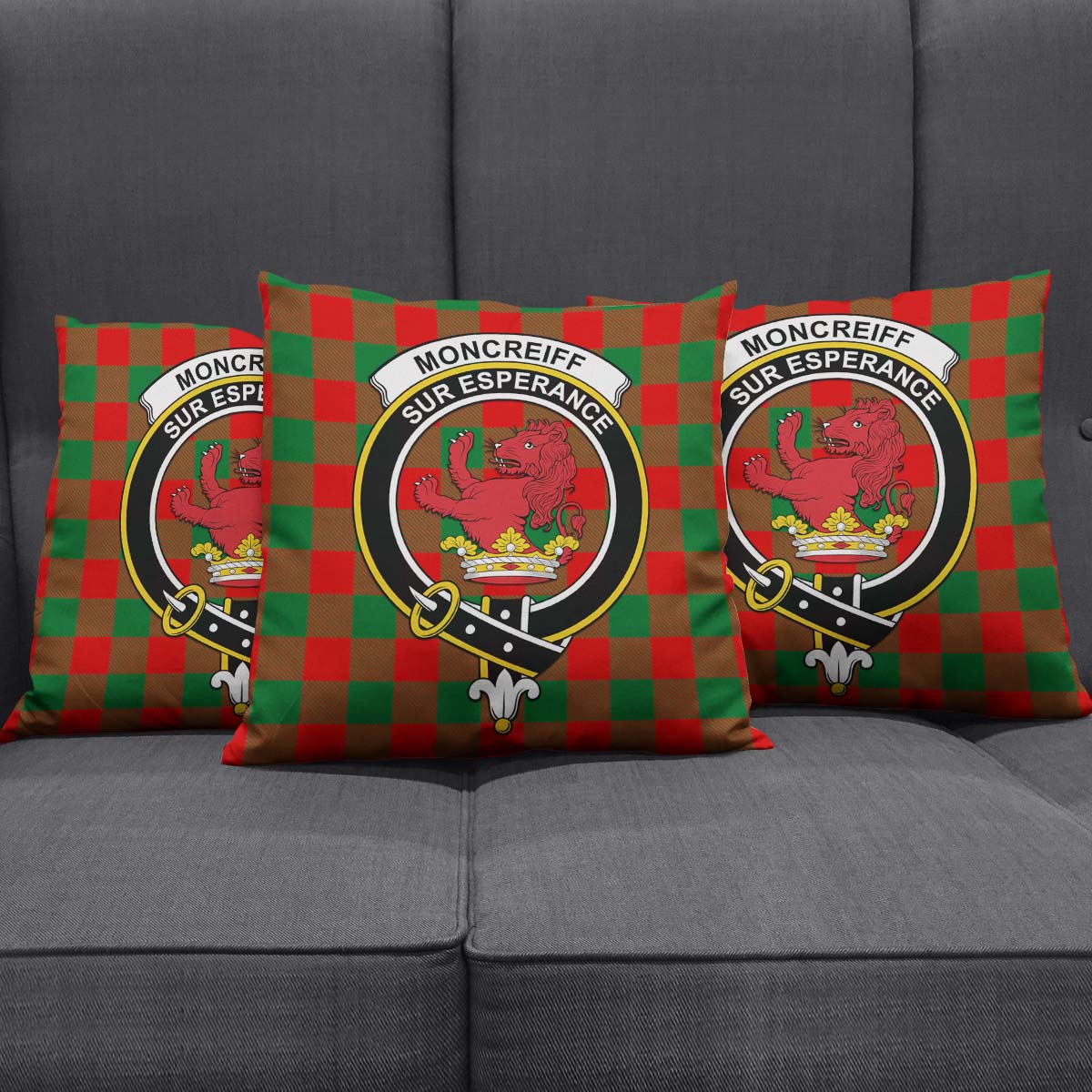 Moncrieff Modern Tartan Pillow Cover with Family Crest Square Pillow Cover - Tartanvibesclothing