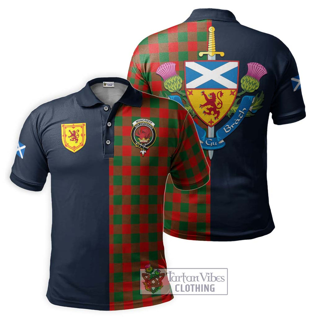 Tartan Vibes Clothing Moncrieff Modern Tartan Polo Shirt with Scottish Lion Royal Arm Half Style