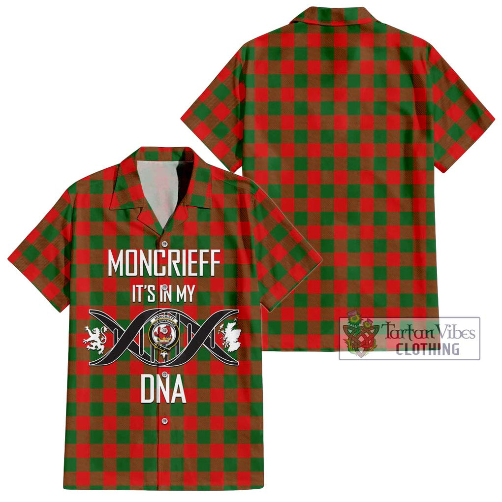 Moncrieff Modern Tartan Short Sleeve Button Shirt with Family Crest DNA In Me Style Kid - Tartanvibesclothing Shop