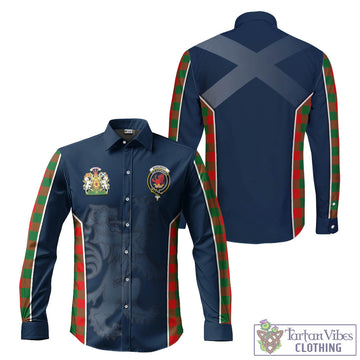 Moncrieff Modern Tartan Long Sleeve Button Up Shirt with Family Crest and Lion Rampant Vibes Sport Style