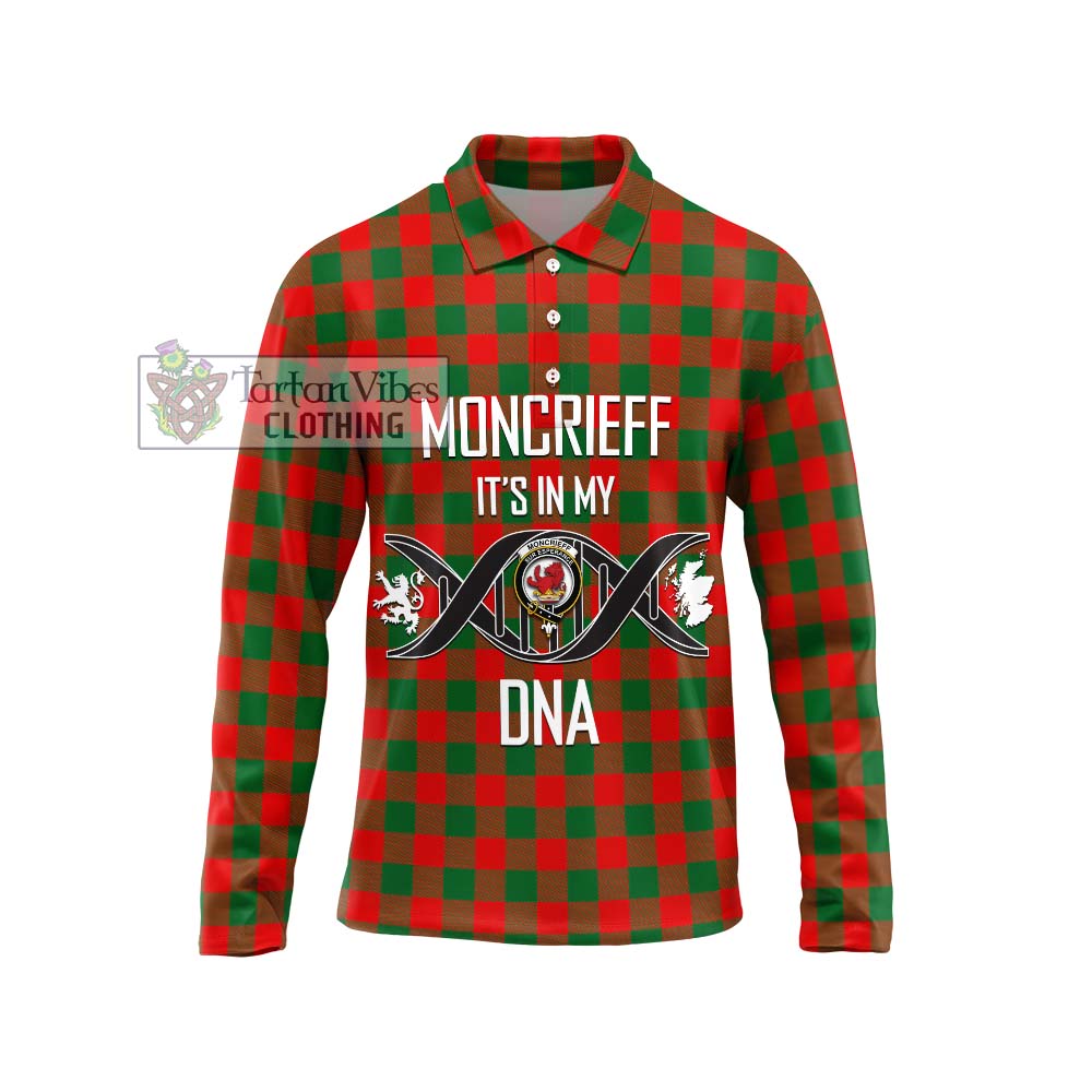 Moncrieff Modern Tartan Long Sleeve Polo Shirt with Family Crest DNA In Me Style Unisex - Tartanvibesclothing Shop