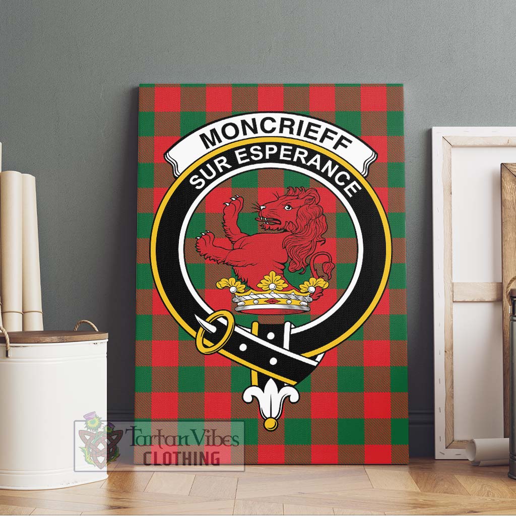 Tartan Vibes Clothing Moncrieff Modern Tartan Canvas Print Wall Art with Family Crest