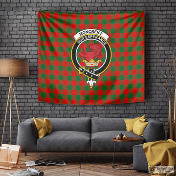 Moncrieff Modern Tartan Tapestry Wall Hanging and Home Decor for Room with Family Crest