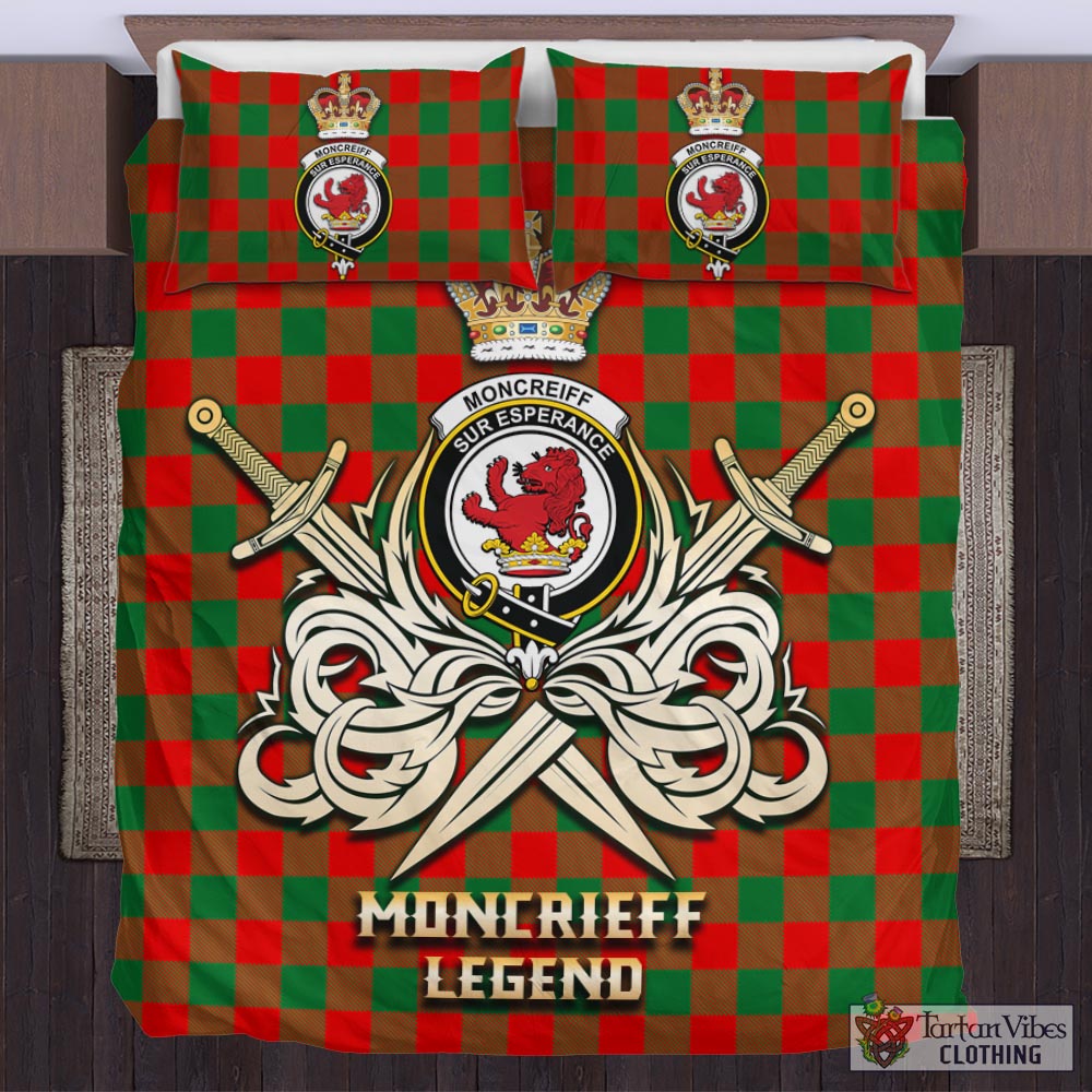 Tartan Vibes Clothing Moncrieff Modern Tartan Bedding Set with Clan Crest and the Golden Sword of Courageous Legacy