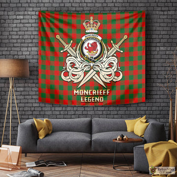 Moncrieff Modern Tartan Tapestry with Clan Crest and the Golden Sword of Courageous Legacy