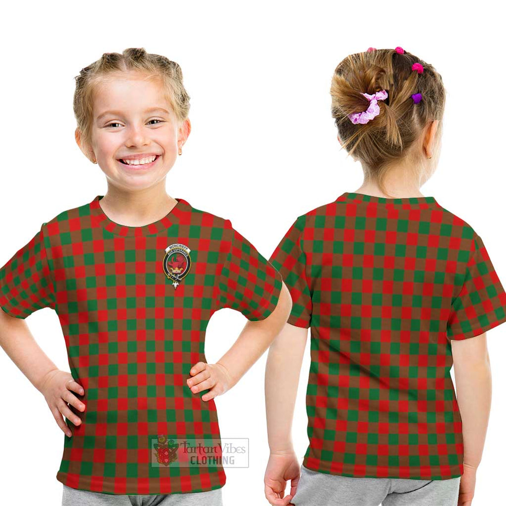 Moncrieff Modern Tartan Kid T-Shirt with Family Crest - Tartanvibesclothing Shop