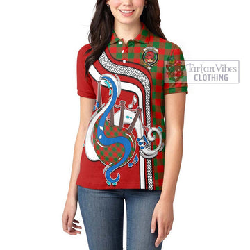 Moncrieff Modern Tartan Women's Polo Shirt with Epic Bagpipe Style