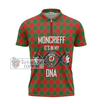 Moncrieff Modern Tartan Zipper Polo Shirt with Family Crest DNA In Me Style