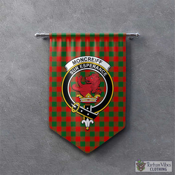Moncrieff Modern Tartan Gonfalon, Tartan Banner with Family Crest