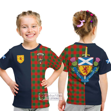 Moncrieff Modern Tartan Kid T-Shirt with Scottish Lion Royal Arm Half Style