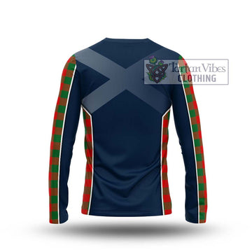 Moncrieff Modern Tartan Long Sleeve T-Shirt with Family Crest and Lion Rampant Vibes Sport Style