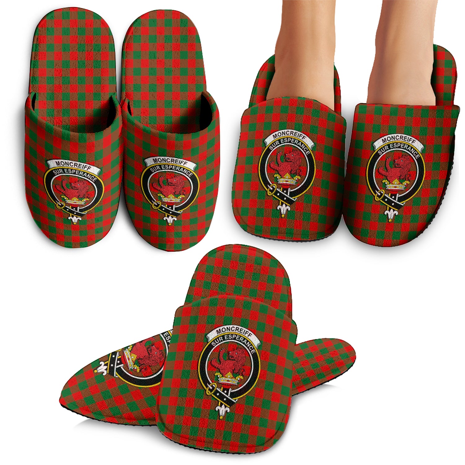 Moncrieff Modern Tartan Home Slippers with Family Crest - Tartanvibesclothing Shop