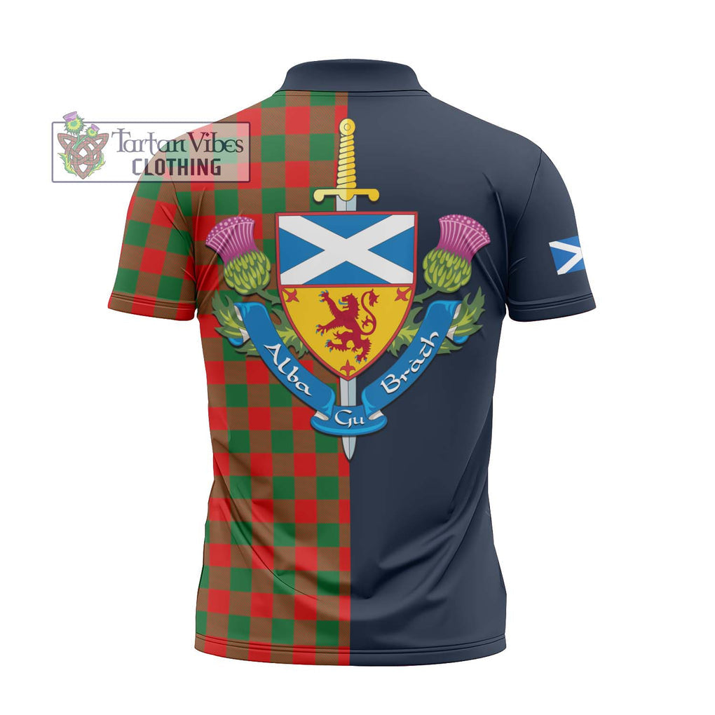 Tartan Vibes Clothing Moncrieff Modern Tartan Zipper Polo Shirt with Scottish Lion Royal Arm Half Style