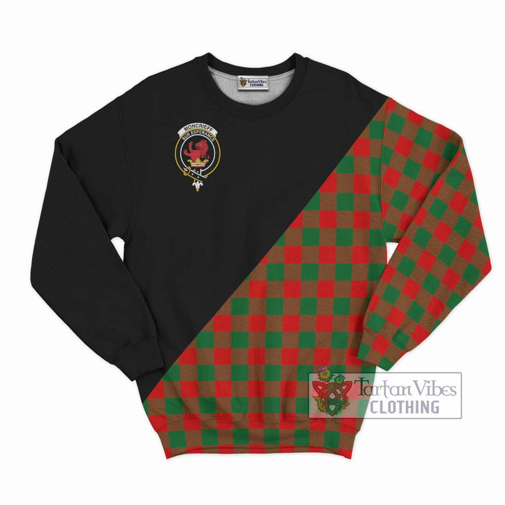 Moncrieff Modern Tartan Sweatshirt with Family Crest and Military Logo Style - Tartanvibesclothing Shop