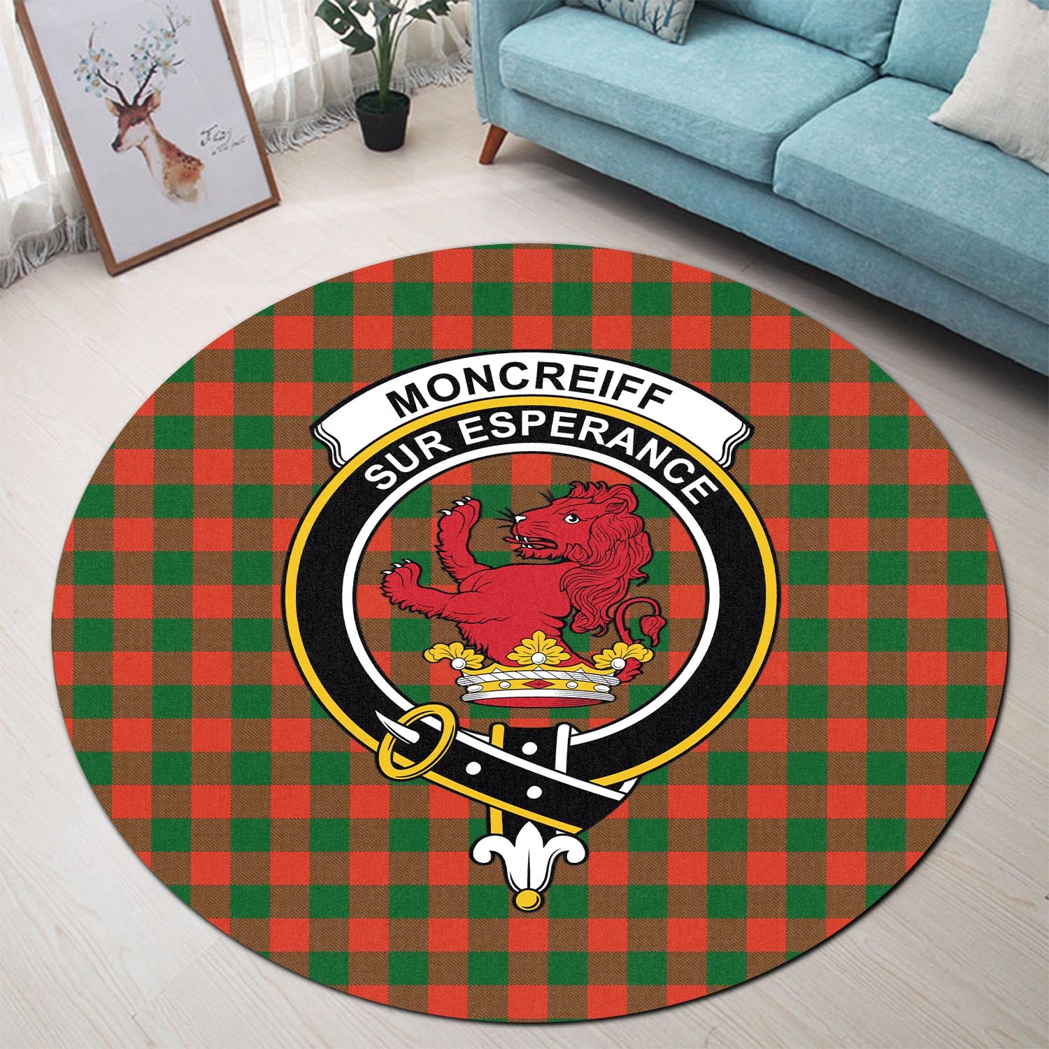 moncrieff-modern-tartan-round-rug-with-family-crest