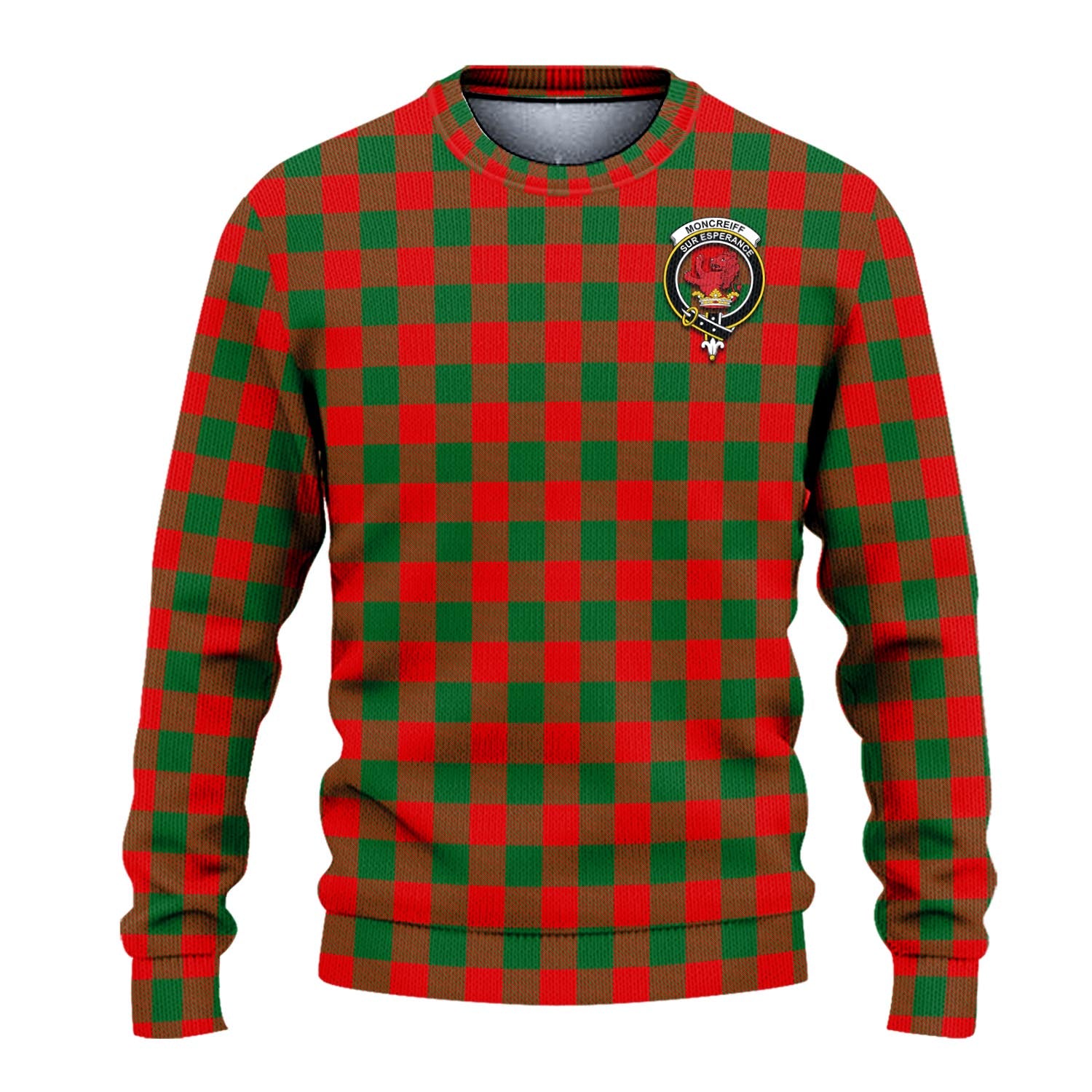 Moncrieff Modern Tartan Knitted Sweater with Family Crest - Tartanvibesclothing