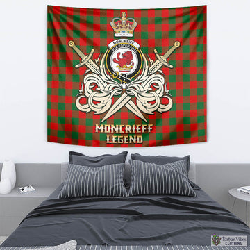 Moncrieff Modern Tartan Tapestry with Clan Crest and the Golden Sword of Courageous Legacy