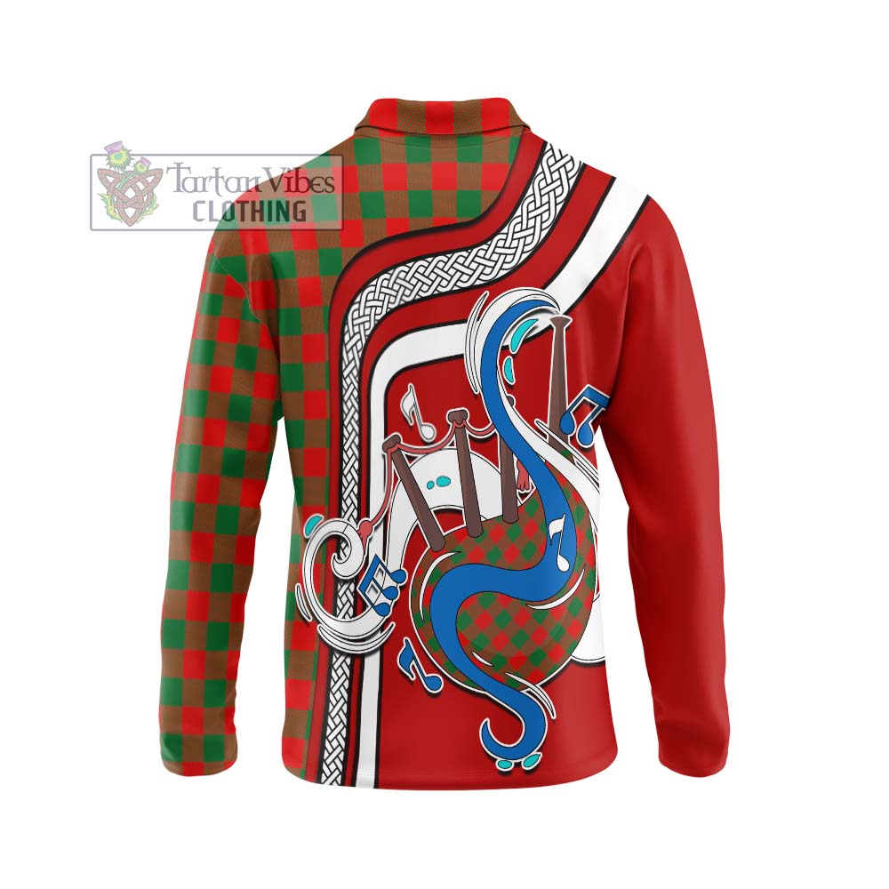 Tartan Vibes Clothing Moncrieff Modern Tartan Long Sleeve Polo Shirt with Epic Bagpipe Style