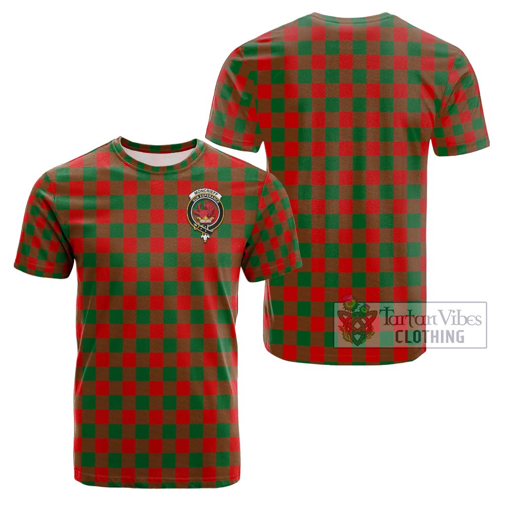 Tartan Vibes Clothing Moncrieff Modern Tartan Cotton T-Shirt with Family Crest