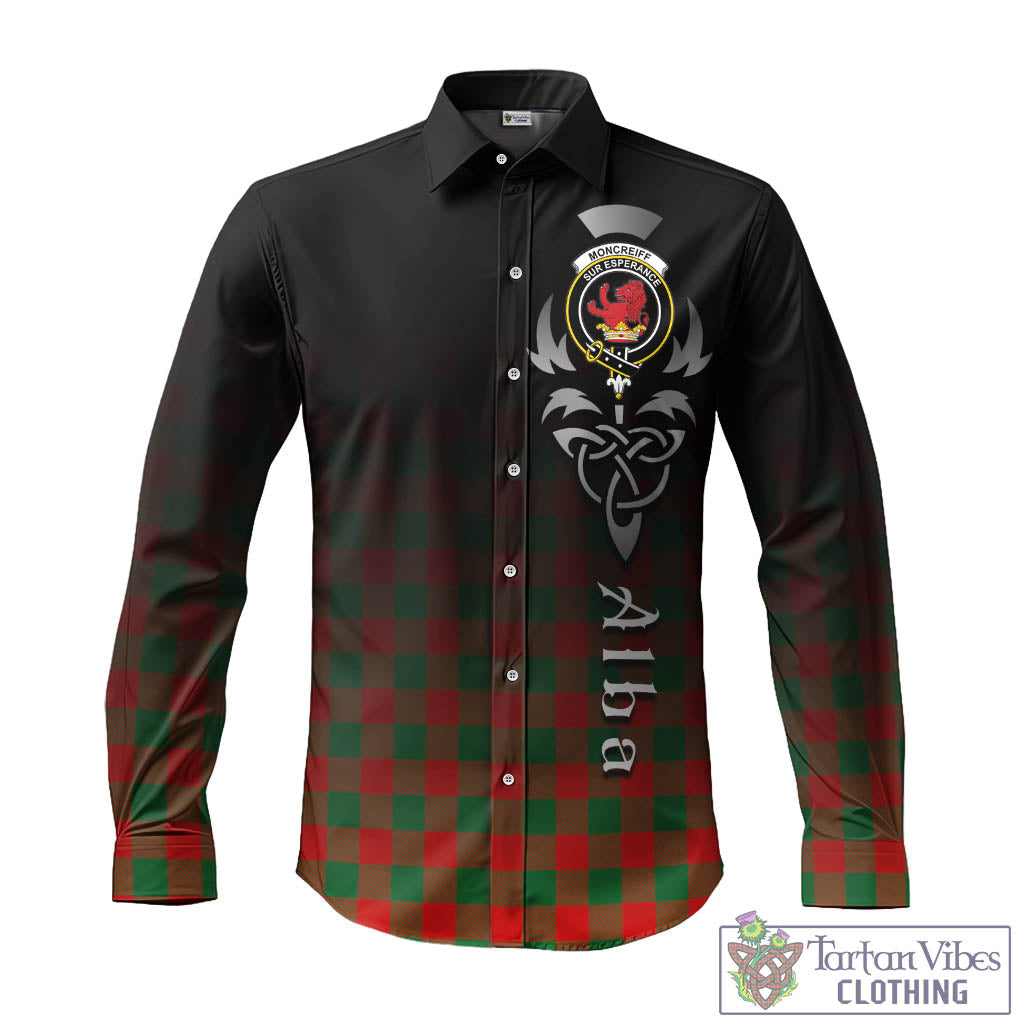 Tartan Vibes Clothing Moncrieff Modern Tartan Long Sleeve Button Up Featuring Alba Gu Brath Family Crest Celtic Inspired