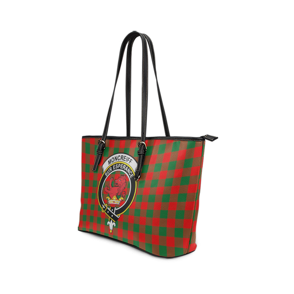 Moncrieff Modern Tartan Leather Tote Bag with Family Crest - Tartan Vibes Clothing