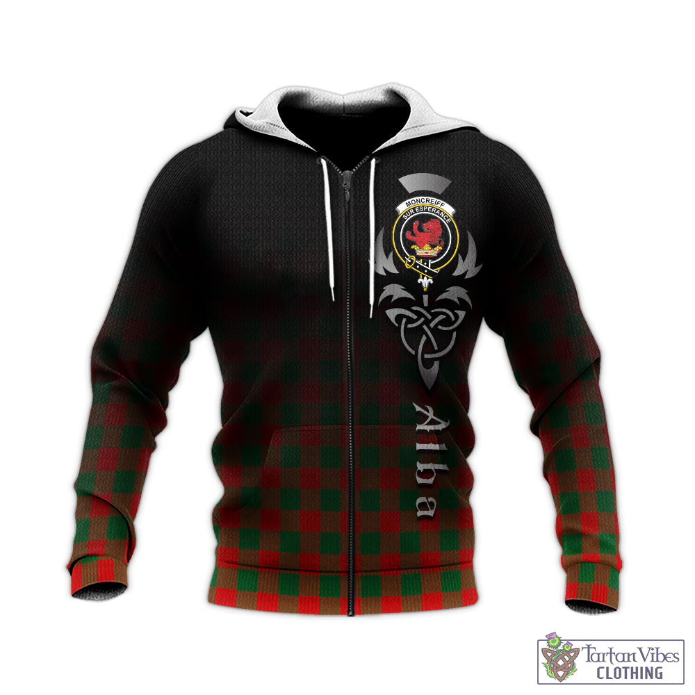 Tartan Vibes Clothing Moncrieff Modern Tartan Knitted Hoodie Featuring Alba Gu Brath Family Crest Celtic Inspired