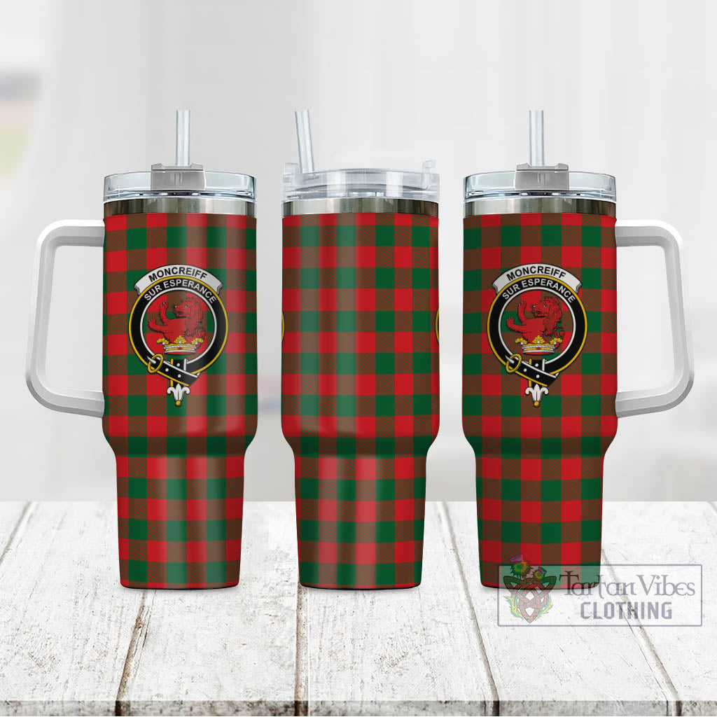 Tartan Vibes Clothing Moncrieff Modern Tartan and Family Crest Tumbler with Handle