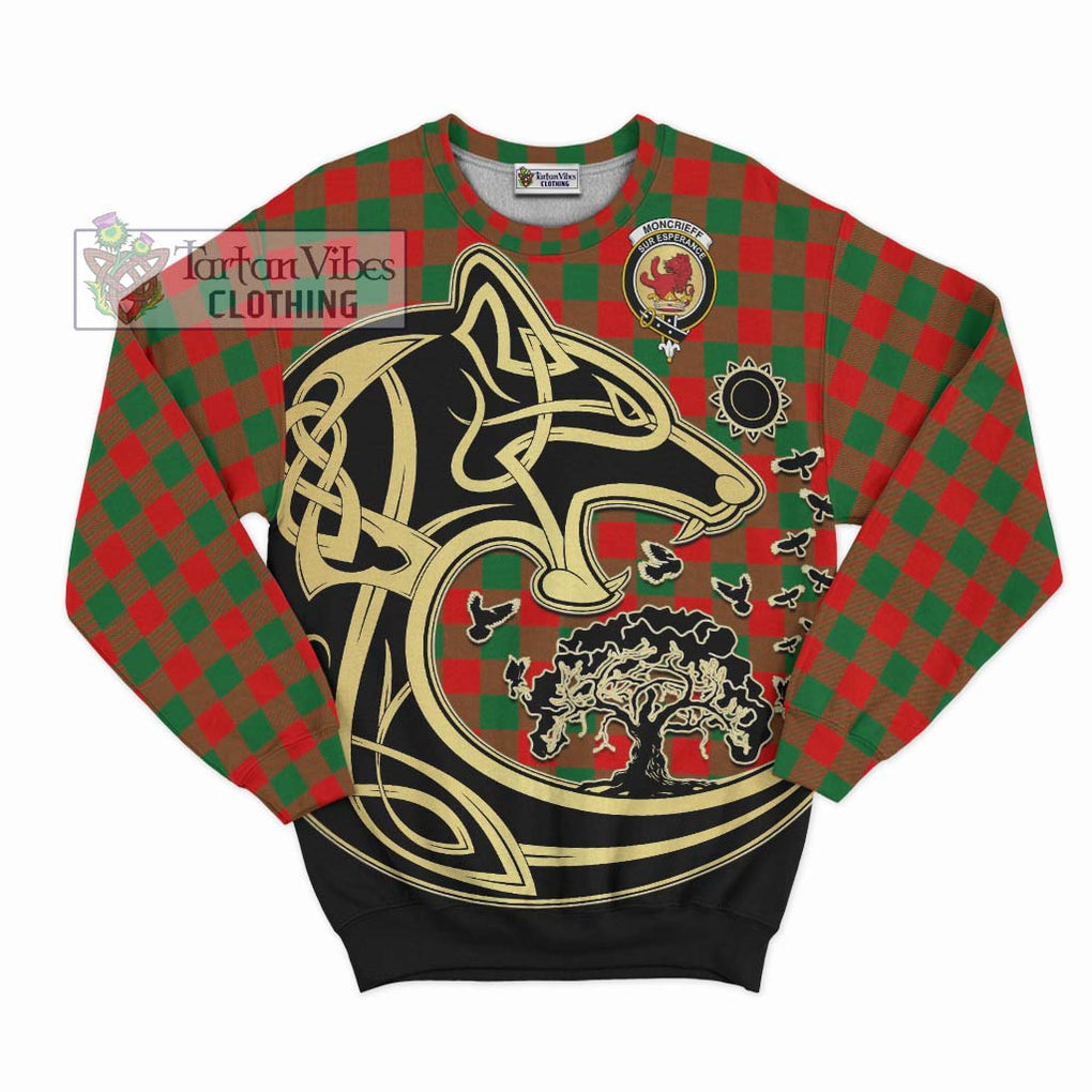 Moncrieff Modern Tartan Sweatshirt with Family Crest Celtic Wolf Style - Tartan Vibes Clothing