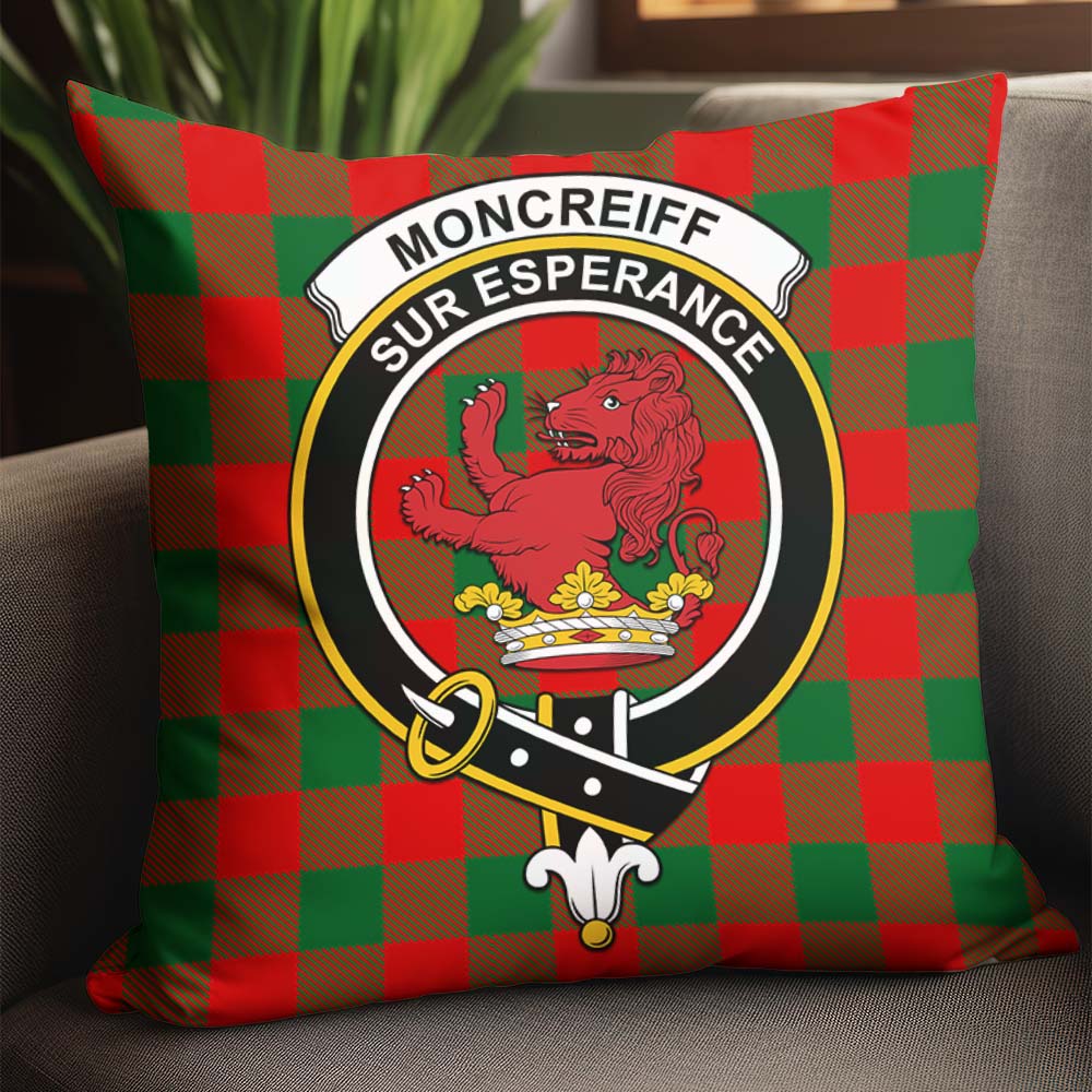 Moncrieff Modern Tartan Pillow Cover with Family Crest - Tartanvibesclothing
