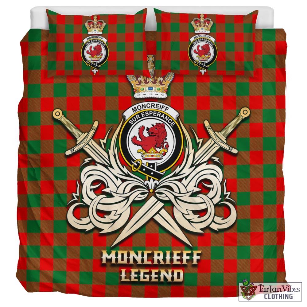 Tartan Vibes Clothing Moncrieff Modern Tartan Bedding Set with Clan Crest and the Golden Sword of Courageous Legacy